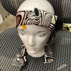 REVOLVE Geometric Black and Cream Hair Scarf